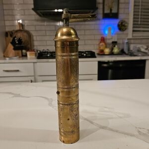 Vintage Brass Manual Coffee Grinder Antique Turkish/Greek Style Kitchen Mill